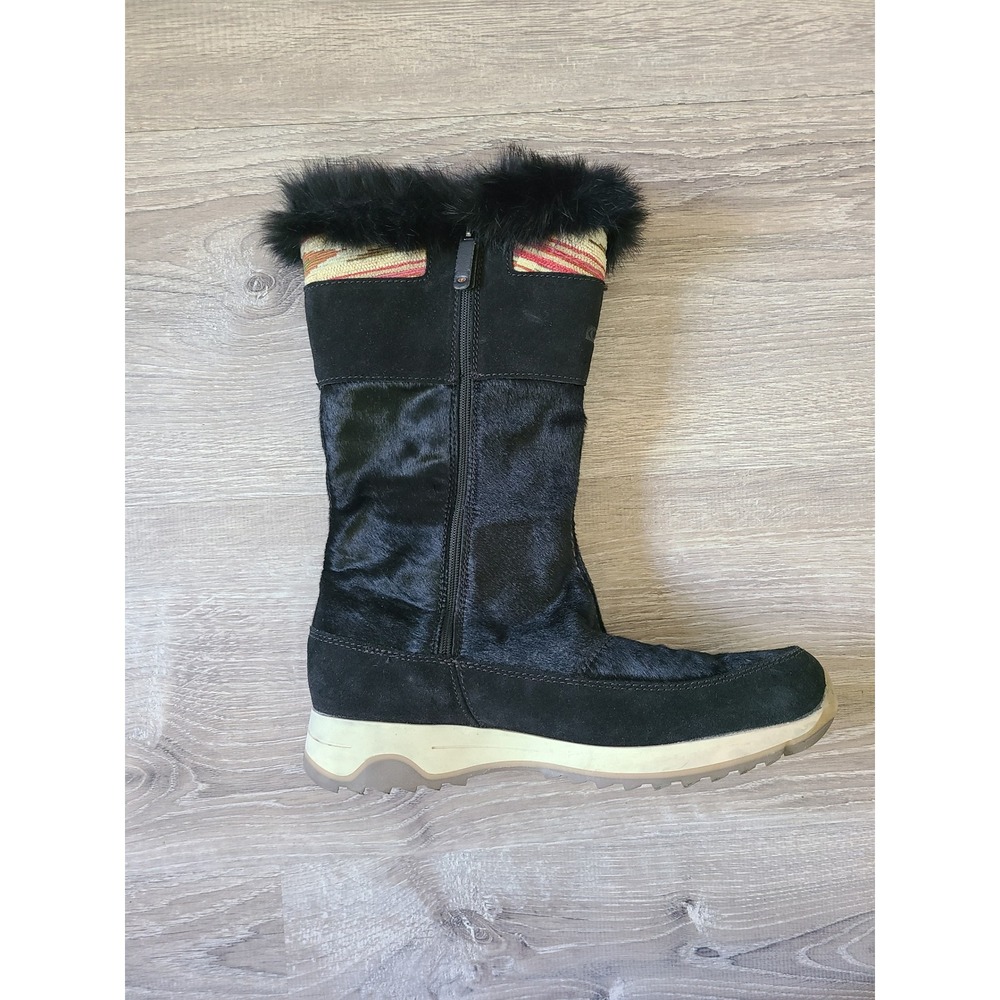 Y2K Tecnica Skandia Sz 9 Apres Ski Boots Fur Lined Goat Hide Italy Suede Black - Picture 4 of 9